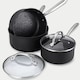 image 1 of Prestige Scratch Guard Non Stick 3 Piece Saucepan Set - Black