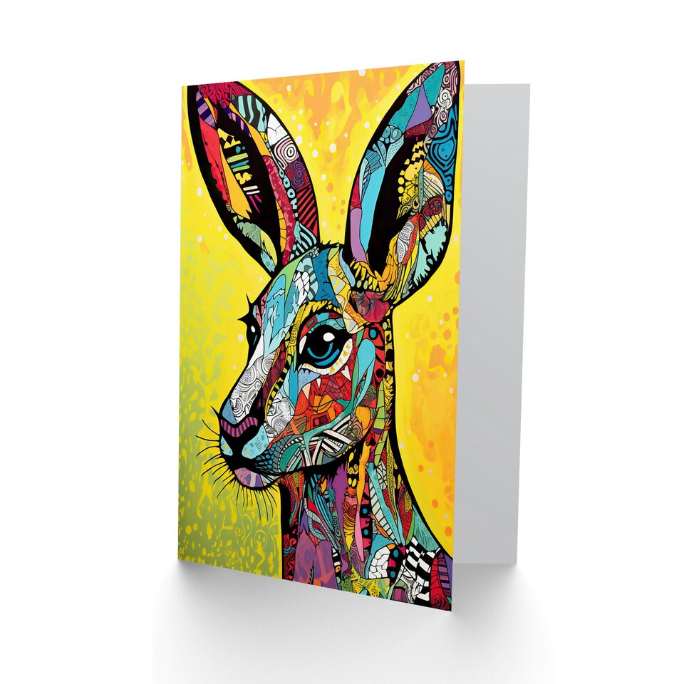 image 1 of Collage Folk Pattern Kangaroo Him Her Birthday Card