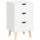 image 1 of HOMCOM Bedside Table, Bedside Cabinet with 3 Drawers, Side End Table with Pine Wood Legs for Bedroom Living Room, White