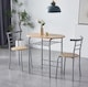 image 2 of Kitchen Breakfast Bar Small Dining Table and 2 chairs Set with Metal frame -Natural