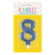 image 3 of Metallic Steel Blue Number 8 Birthday Candle 9cm