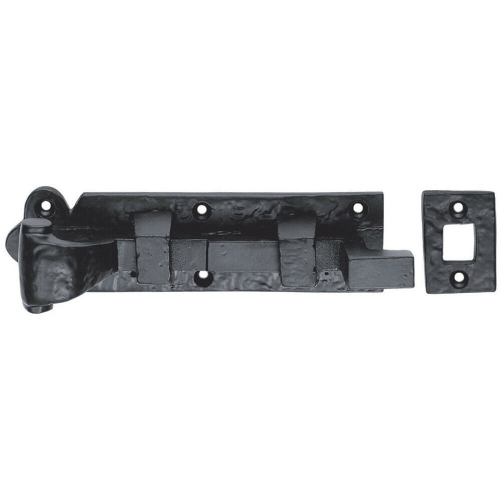 Loops Cranked Barerel Surface Mounted Door Bolt Lock 214 x 51mm Black Antique
