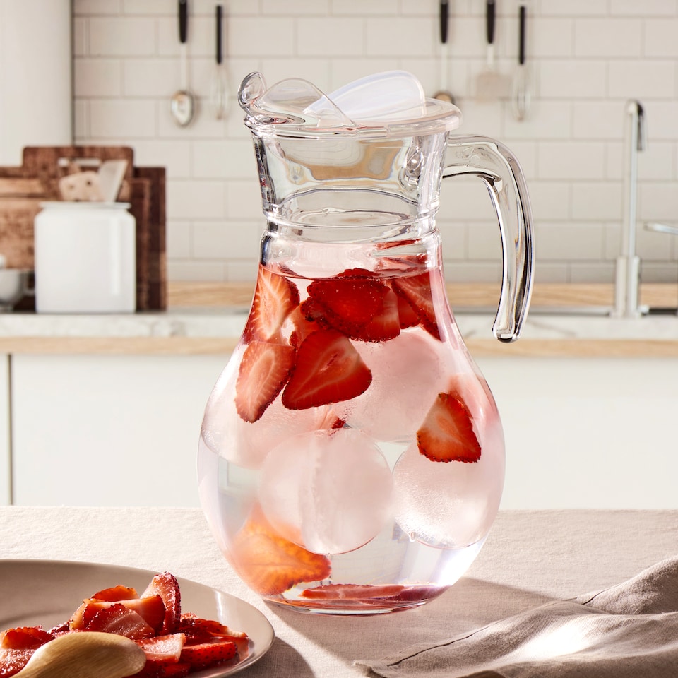 image 1 of 1.8L Pasabahce Large Glass Jug with Lid | Clear | 1 Jug | 1