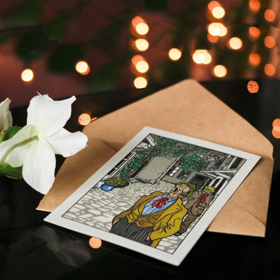 image 1 of Moriz Jung Art Card Naturally Gifted Singer Serenade Painting