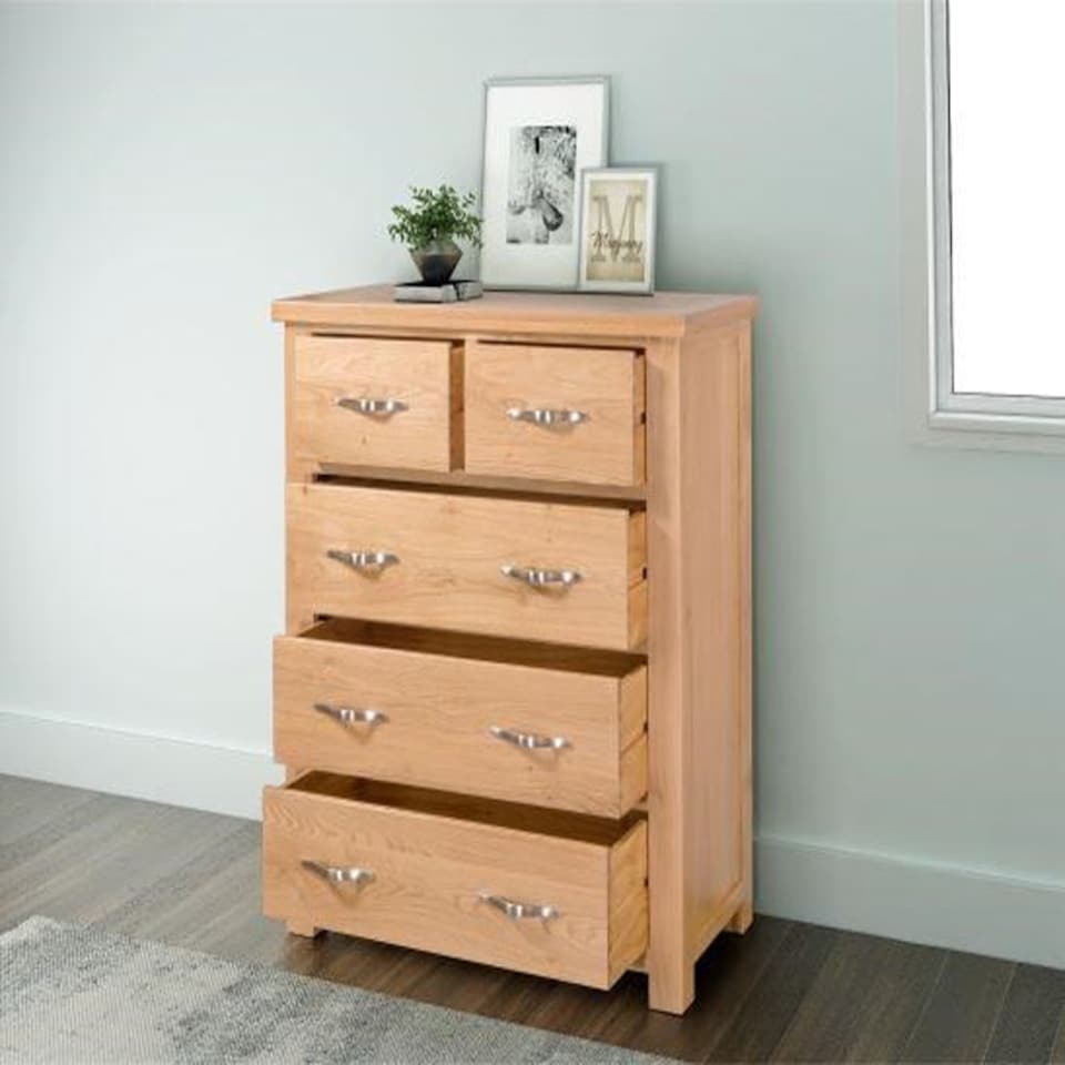 image 1 of Sienna 2 Over 3 Chest of Drawers - D47 x W95 x H120 cm - Oak