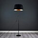 image 3 of ValueLights Charlie Black Stem Floor Lamp Black Toke Shade & Bulb Black