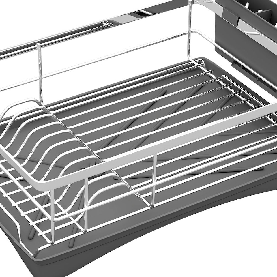 image 1 of Toque Dish Drying Rack 3 Tier Plate Cup Drainer Cutlery Holder Kitchen Organizer Black