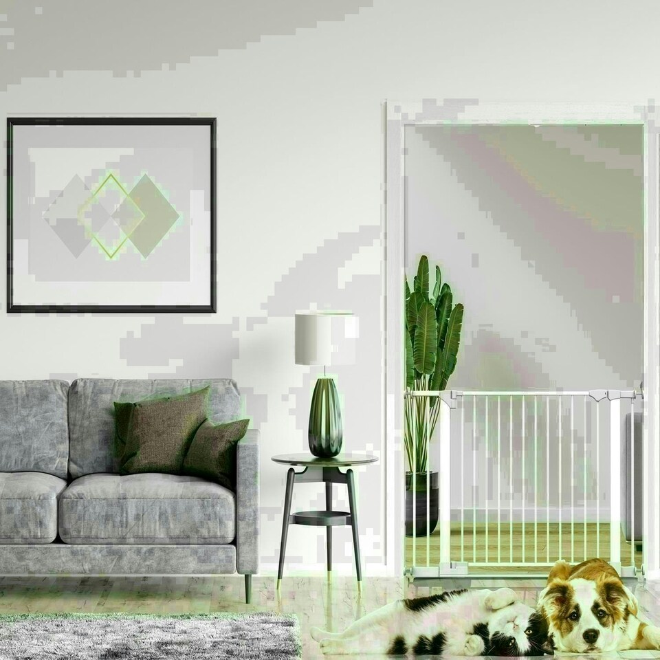 image 1 of Bettacare SafeStep Dog Gate, White, 75cm - 82cm, Extra Low Walkthrough, Pressure Fit Safety Gate, Pet Gate for Stairs and Doors