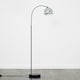 image 1 of ValueLights Curva Gloss Black Floor Lamp with Silver Dome Shade and LED Bulb