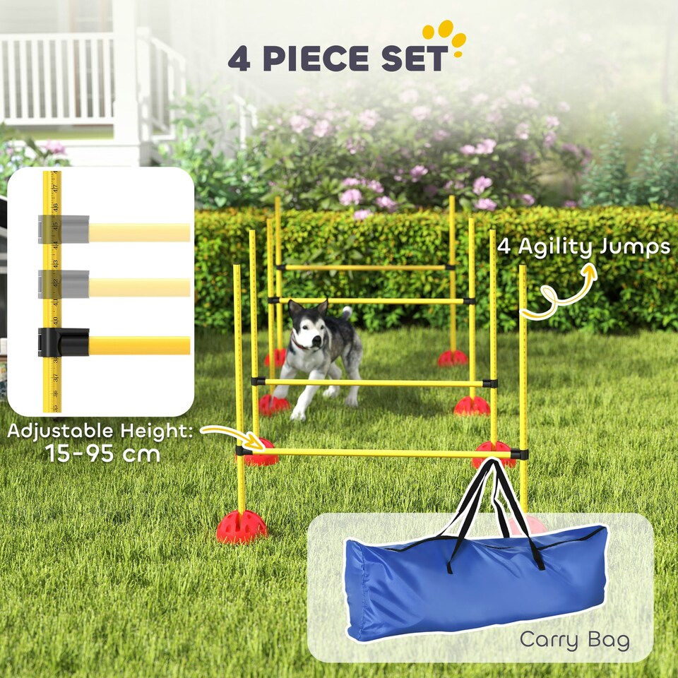 image 1 of PawHut 4-Piece Dog Agility Equipment with 4 Hurdle bars, for Training