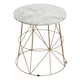 image 4 of Interiors by Premier Marble Top White Side Table, Open Design Frame Bedside Table, Round End Table for Living Room, Lounge Gold