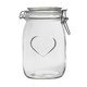 image 4 of Nicola Spring 6x Glass Storage Jars - 1 Litre Airtight Clip Lid Kitchen Vintage Round Preserving Container Heart Shaped Design