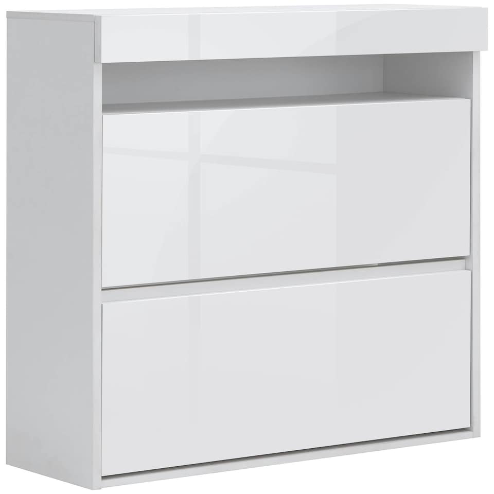 image 1 of GFW Galicia Wall Hanging Two Tier Shoe Cabinet - White