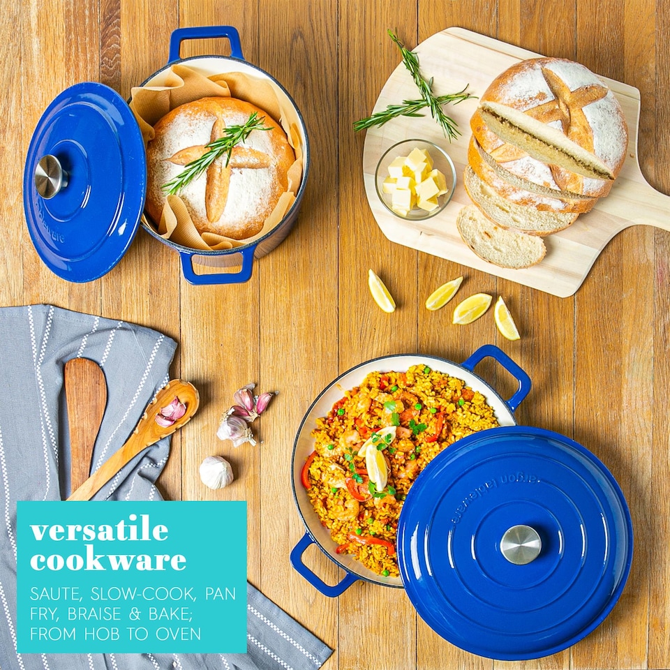 image 1 of Argon Tableware Oval Cast Iron Casserole Dish - 4.68L - Midnight Blue | Blue | Midnight Blue | 1