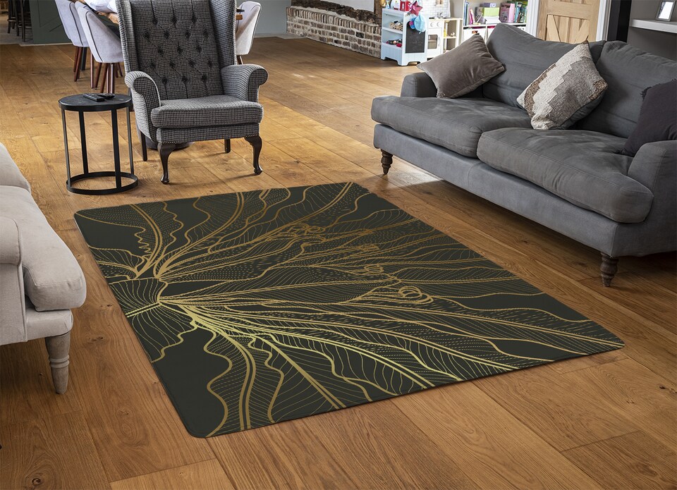 image 1 of Monstera Plant Line Art Designer Rug | Multi