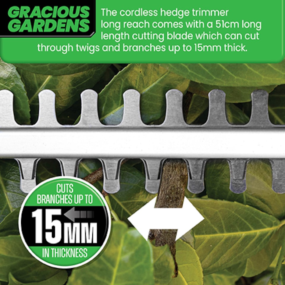image 1 of Gracious Gardens 18V Cordless Hedge Trimmer 1 Battery & 1 Charger | Green | Green | 1