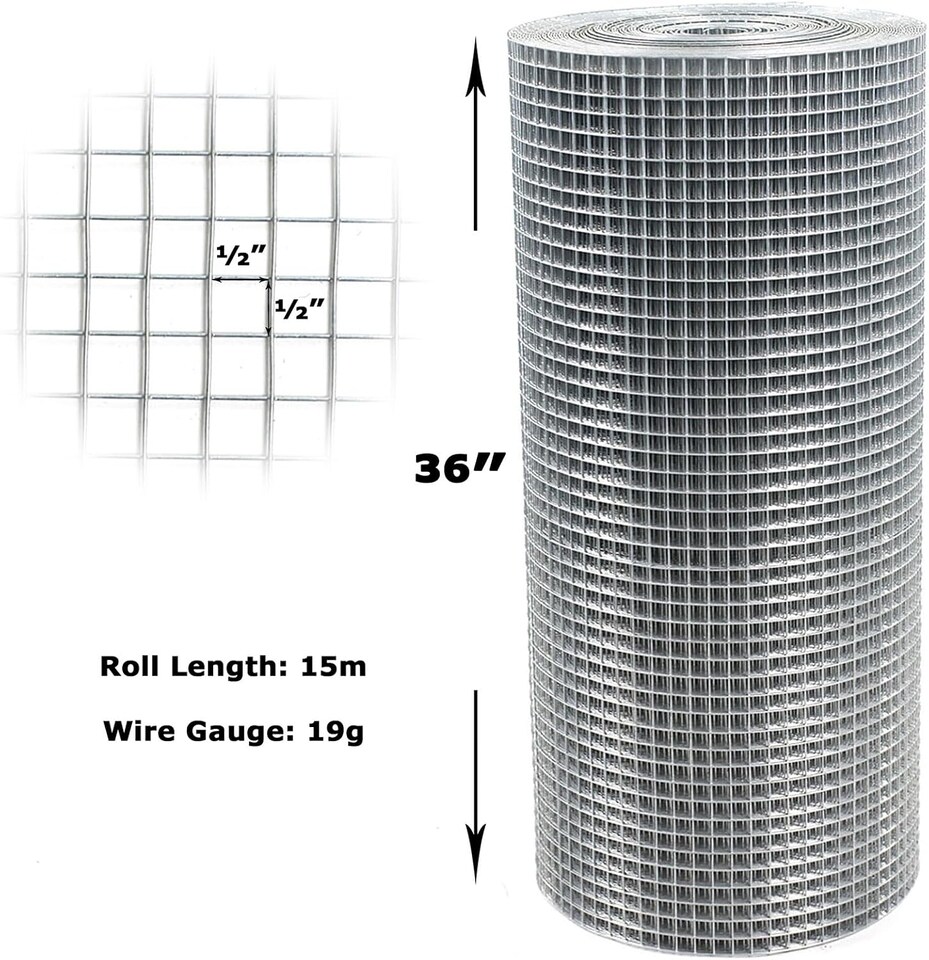 image 1 of Actiaspet Welded Wire Mesh 36in x 15m 1/2in 19 Gauge Hot Dipped Galvanised