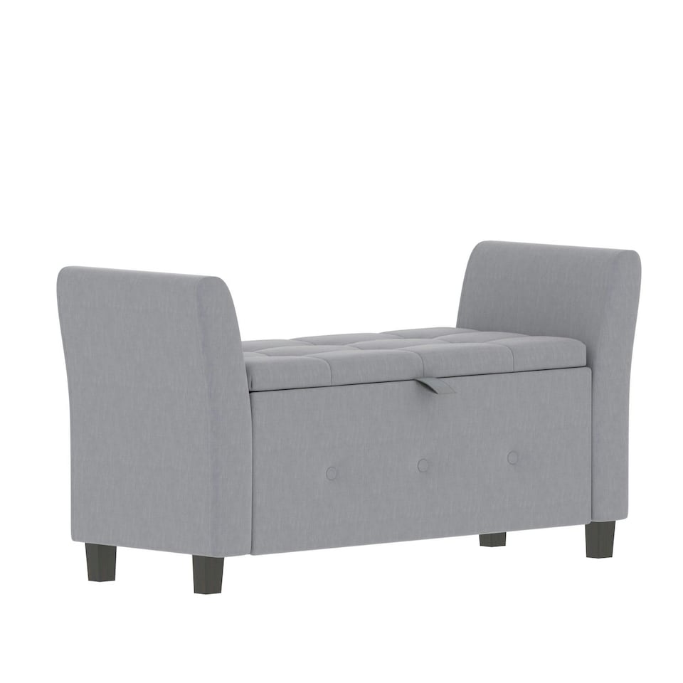 image 1 of Vida Designs Seville Storage Ottoman Bedroom Hallway Chest Bench, Light Grey Linen Grey | Light Grey Linen