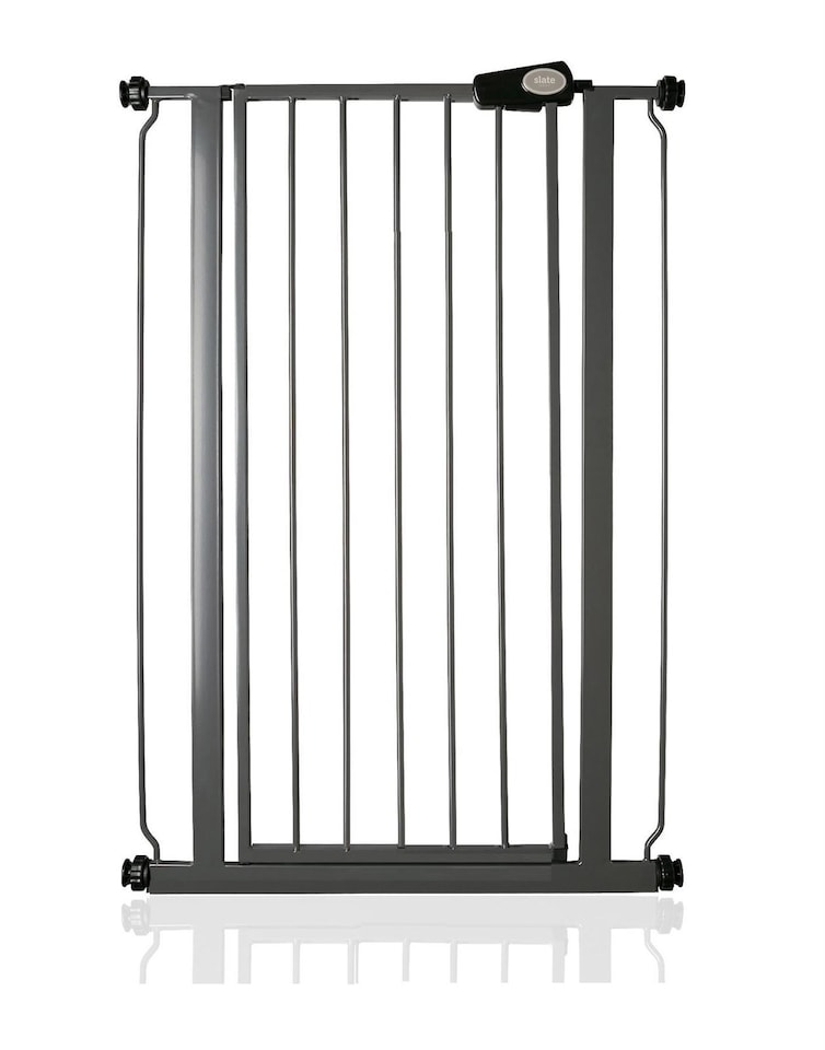 image 1 of Safetots Extra Tall Narrow Metal Safety Gate Pressure Fit, 68.5cm - 75cm, Slate Grey, 104cm in Height, Extra Tall Baby Gate | Grey | 1