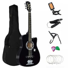Classic 38" 4/4 Acoustic Guitar – 6-String, Full Size, Unisex, Ideal for Beginners and Students, Black Brown