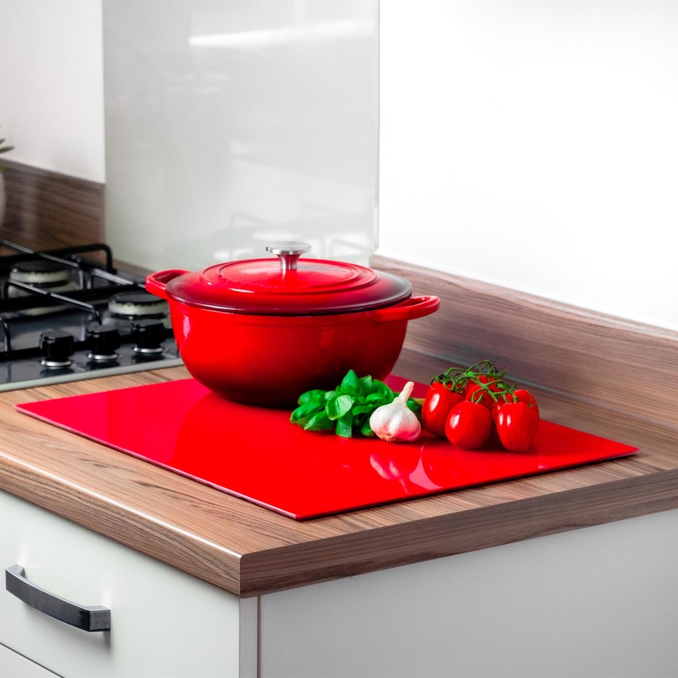 image 1 of Harbour Housewares Glass Kitchen Chopping Board - 50 x 40cm - Red | Red | Red