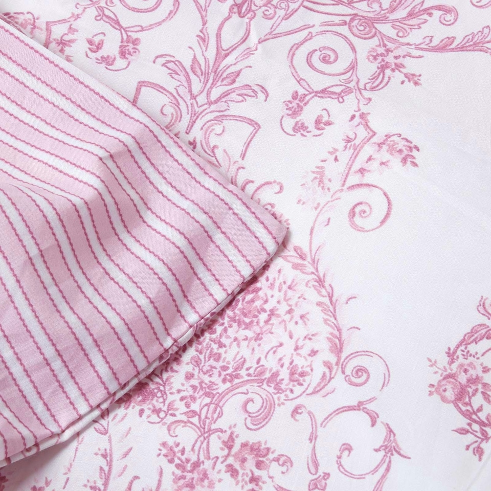 image 1 of Homescapes Pink French Toile Patterned Duvet Cover Set - Double Pink | Double