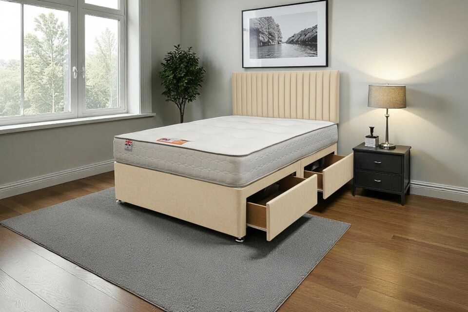 image 1 of Emily Plush Velvet Divan Bed Set with Princess Mattress and Headboard