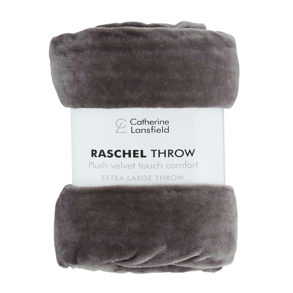 image 1 of Catherine Lansfield Velvet Raschel 200x240cm Throw Charcoal Grey