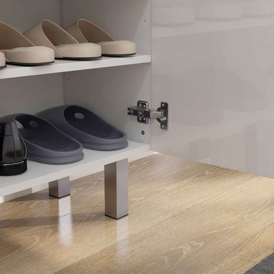 image 1 of HOMCOM Shoe Cabinet, Compact Shoe Storage Cabinet with Soft-Close Hinges and Adjustable Shelves for 15-20 Pairs of Shoes, High Gloss White