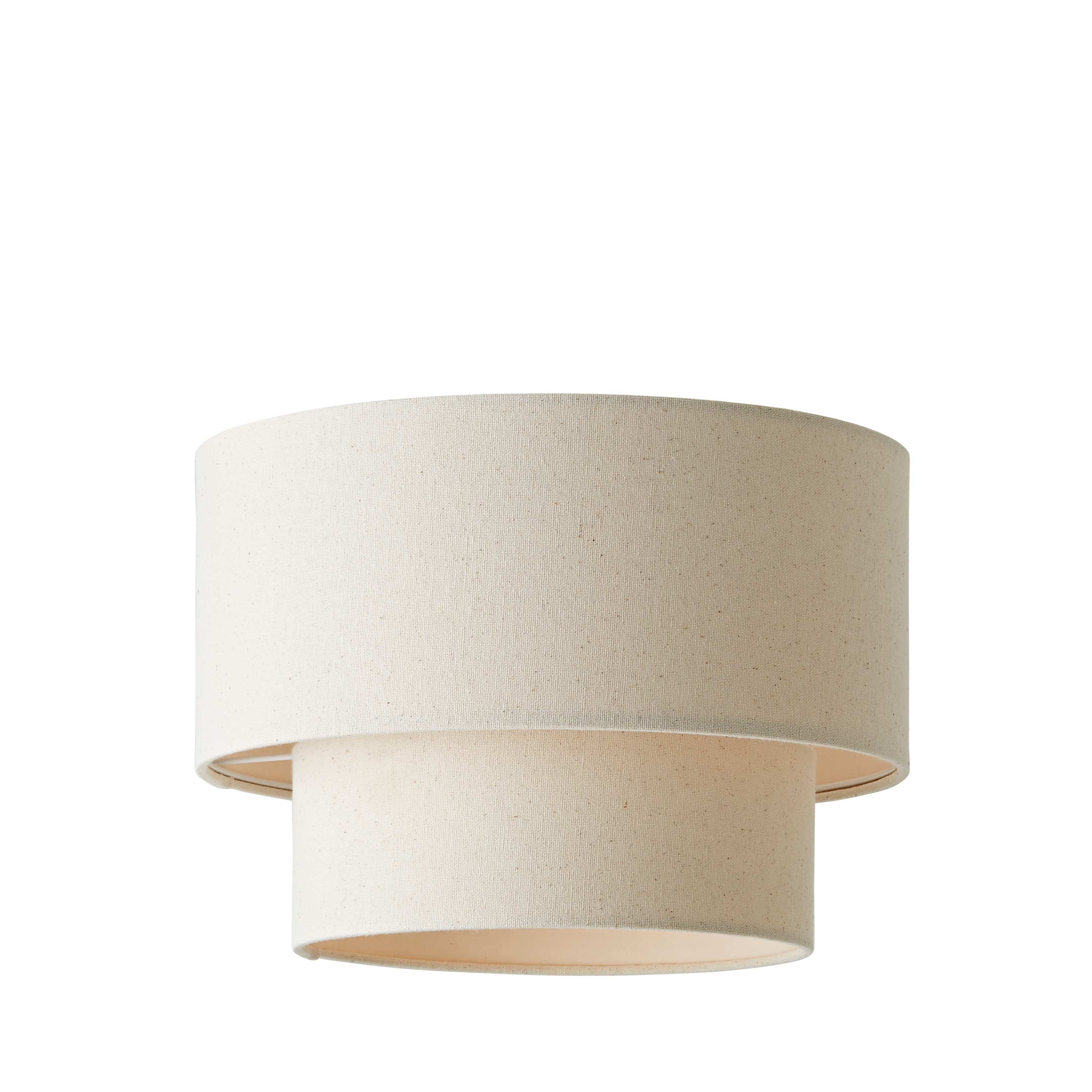 ValueLights Jodie Linen Two Tier Easy Fit Drum Ceiling Light Lamp Shade with Bulb in Cream
