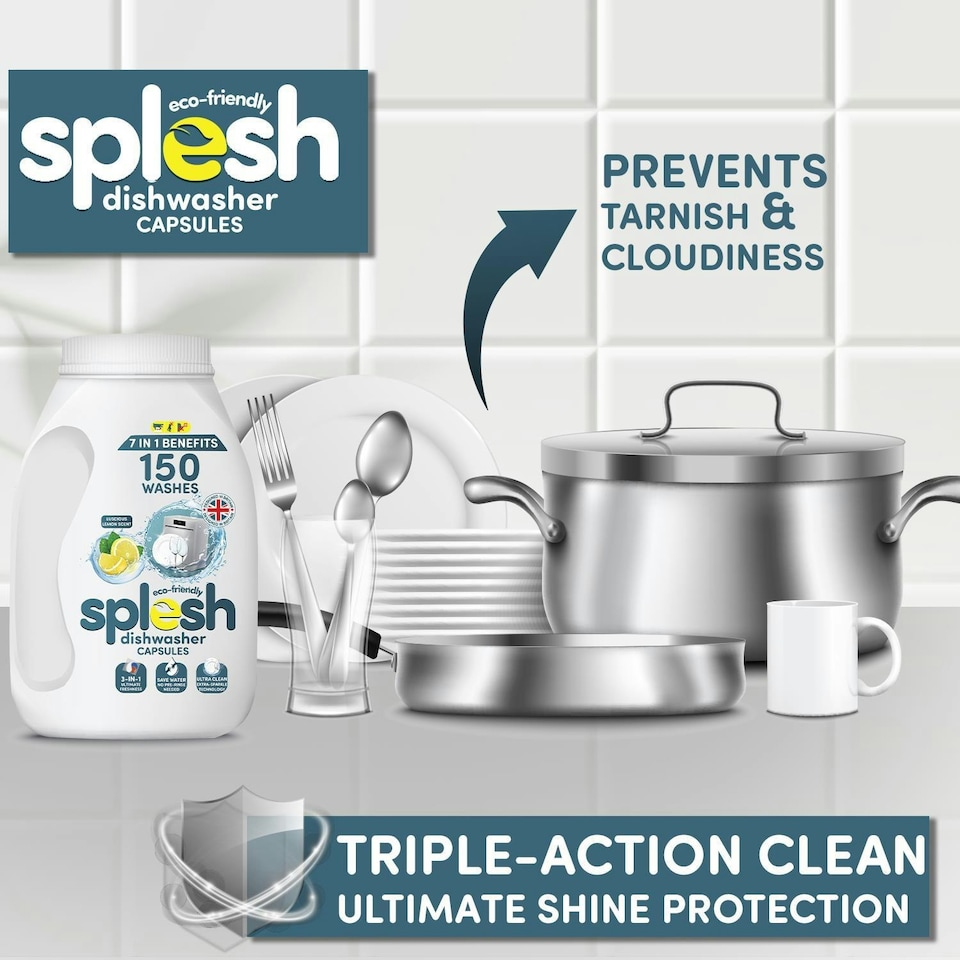 image 1 of Splesh Cleaning Bundle of 3-in-1 Dishwasher 150 Capsules & Laundry 140 Capsules