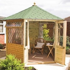 Georgian Medium Summerhouse - Pressure Treated Timber - L240 x W240 x H295 cm Brown