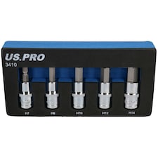 Hex / Allen Sockets Key Bits 1/2" Drive Metric Sizes 7mm - 14mm 5pcs