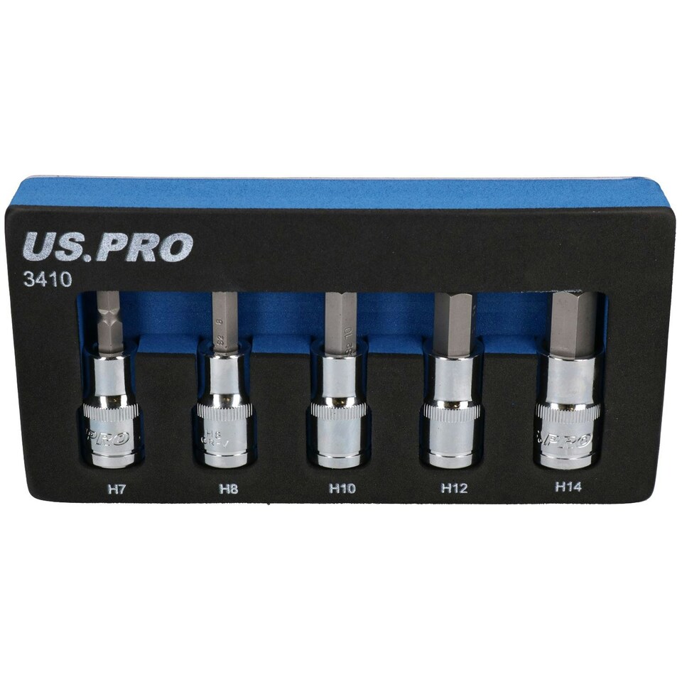 image 1 of Hex / Allen Sockets Key Bits 1/2" Drive Metric Sizes 7mm - 14mm 5pcs