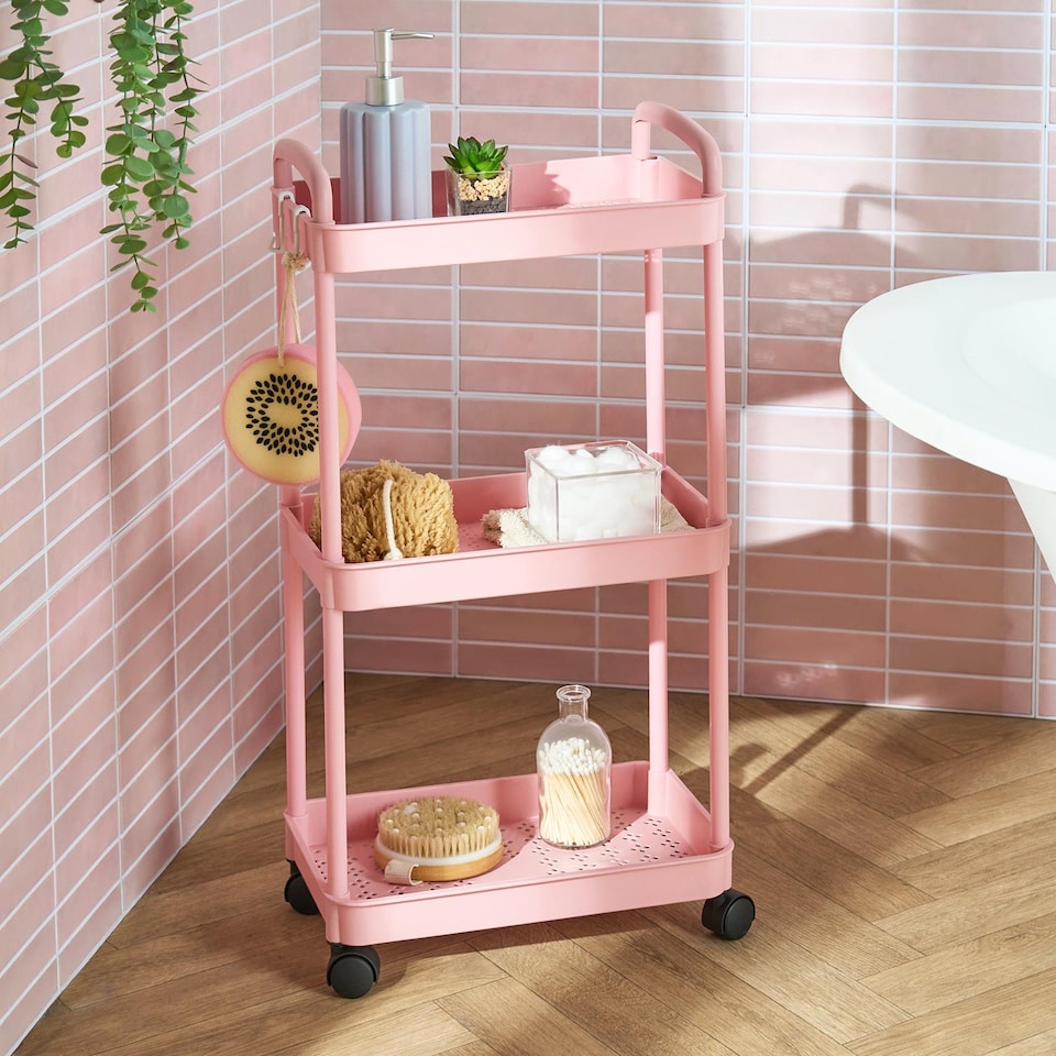 image 1 of OHS 3 Tier Storage Trolley Cart Bathroom Kitchen Rolling Organiser