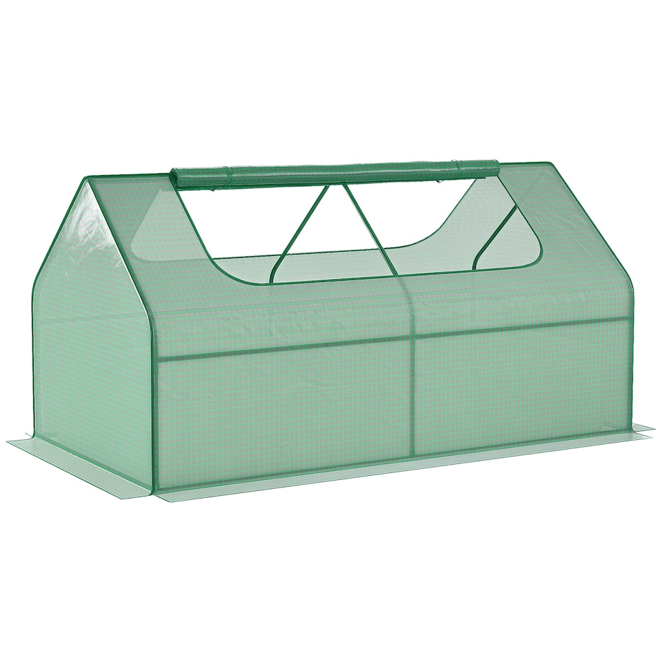 image 1 of Outsunny Raised Garden Bed Planter Box with Greenhouse, Large Window, Clear
