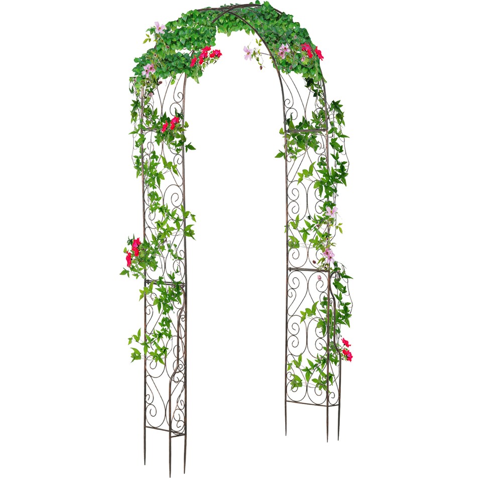 image 1 of Outsunny Metal Garden Arch Trellis, Decorative Arbour Archway for Walkway Path Ceremony Wedding Party, 120 x 30 x 226cm
