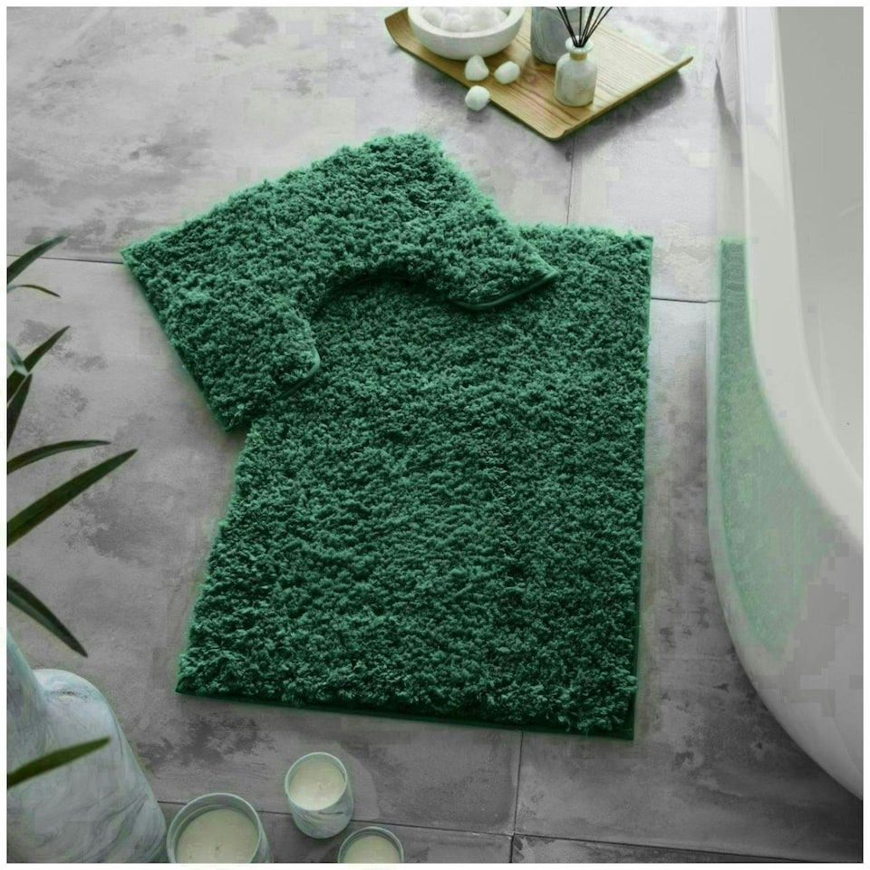 image 1 of VELVETIO Bath Mats & Pedestal Mat Set Anti Slip Super Soft Water Absorbent Green