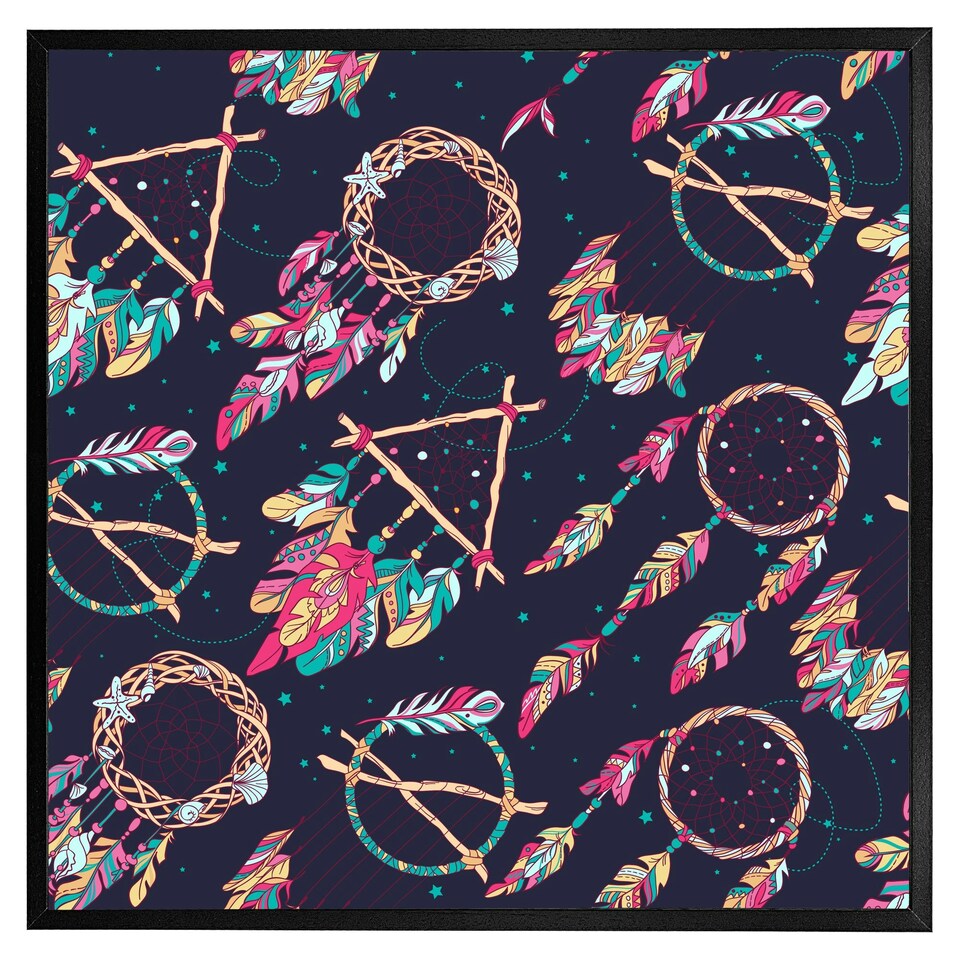 image 1 of Pattern with different dream catcher amulet (Picture Frame) Grey | M