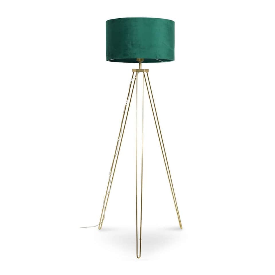 image 1 of ValueLights Aero Polished Gold Floor Lamp Green Shade | Green