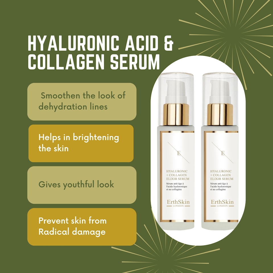 image 1 of 2X Erth Skin London Hyaluronic Acid & Collagen Serum 60ml