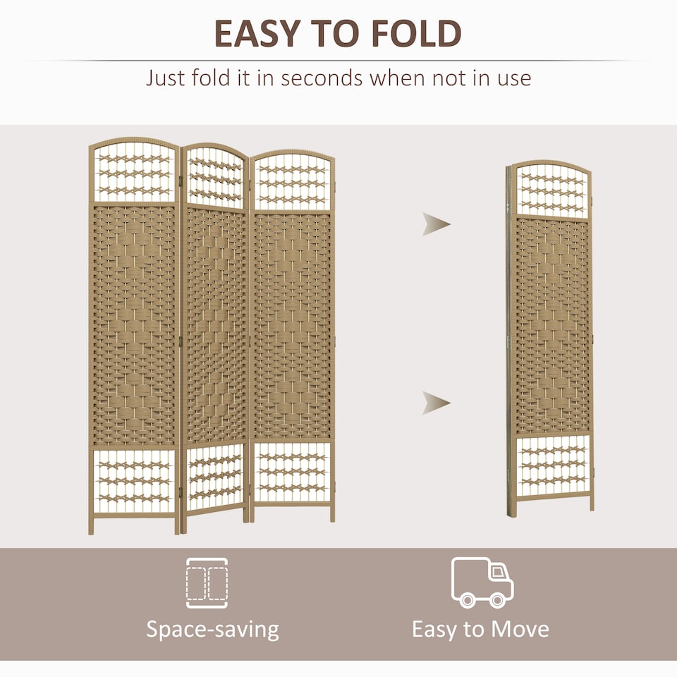 image 1 of HOMCOM 3 Panel Folding Room Divider, Freestanding Privacy Screen, Natural | Brown | Natural wood