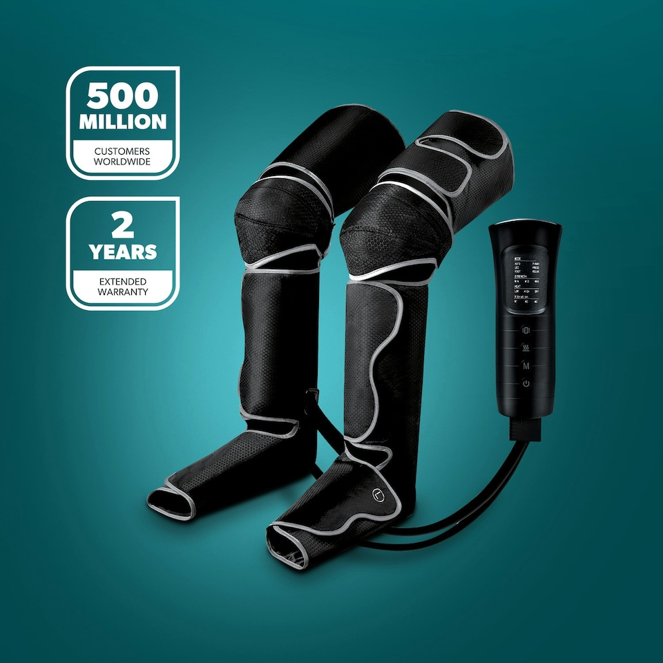 image 1 of GEEPAS 3-in-1 Foot Calf Thigh Massager with Hand-held Controller, Black