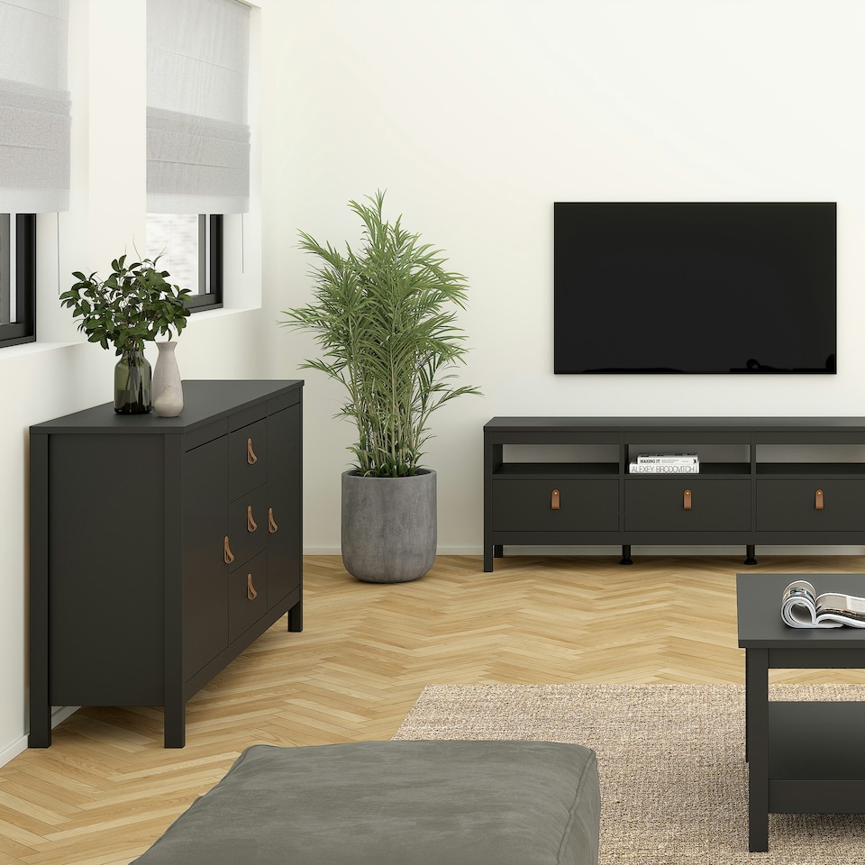 image 1 of Barcelona Sideboard 2 Doors 3 Drawers in Matt Black
