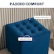 image 4 of HOMCOM Small Footstool Ottoman, Velvet Footrest, Square Foot Stool with Rubber Wood Legs and Padded Seat for Living Room, Bedroom, Entryway, 35 35 35cm, Blue | Blue | 1