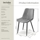 image 6 of Dining Chair Monroe - padded, velvet look, ergonomic seat, black steel legs - Set of 8 Grey