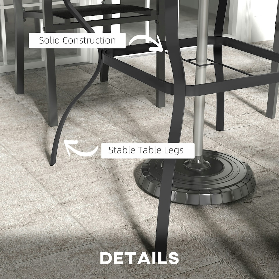 image 1 of Outsunny Garden Dining Table w/ Umbrella Hole, Dining Table for 4, Grey