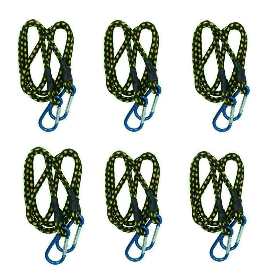 image 1 of 48" Bungee Strap with Aluminium Carabiners Hook Tie Down Fastener Holder 6pc