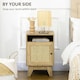 image 4 of HOMCOM Nightstand, Rattan Bedside Table w/ Cabinet, Shelf, Natural