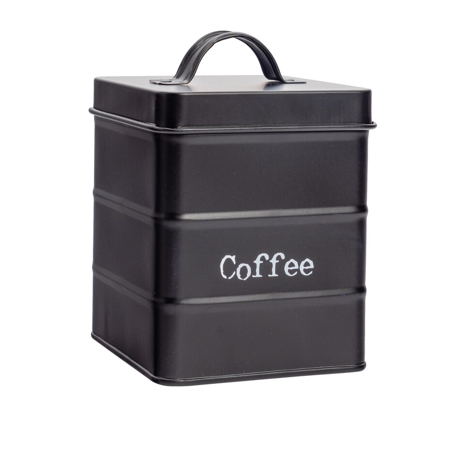 image 1 of Harbour Housewares Vintage Metal Kitchen Coffee Canister - Black